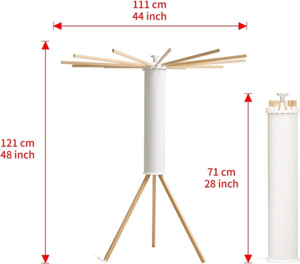 Tripod Clothes Drying Rack - Portable Foldable Garment Drying Rack - Household Floor Standing Clothes Drying Racks with 16 Wooden Drying arms for Balconies, Laundry, Bedrooms,RV
