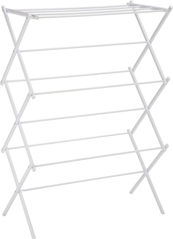 Foldable Portable Laundry Rack for Air Drying Clothing, Indoor Outdoor Use - 14.5" D x 29.5" W x 41.8" H, White