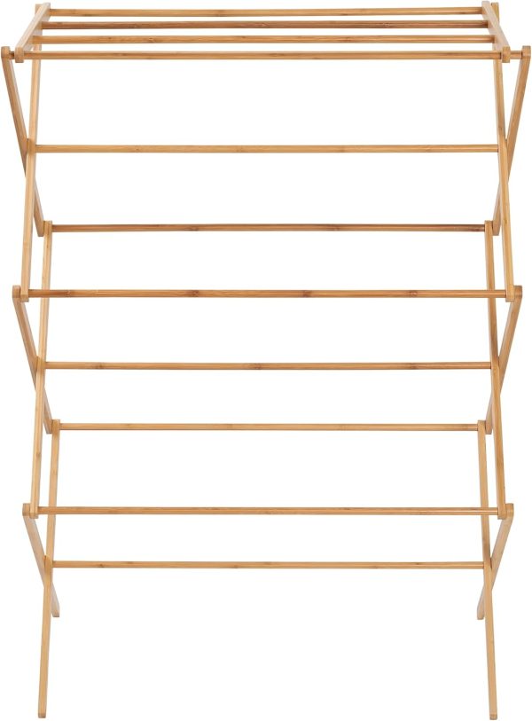 Collapsible Clothes Drying Rack, Bamboo  Natural
