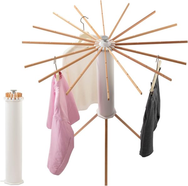 Clothes Drying Rack, Wood Garment Rack Portable and Foldable Space Saving Laundry Drying Rack - Wooden Drying Rack Clothing Floor Folding Balcony Bedroom Household