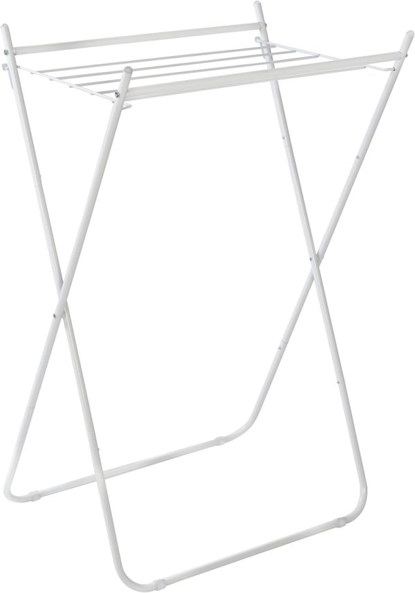 Easy-Fold Collapsible Metal Drying Rack, White
