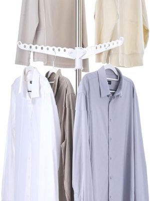 Clothes Drying Rack Foldable, 74.8 inch 2 Tier Laundry Drying Rack with Rotating Clothes Rail for 54 Pieces of Clothes, Space Saving, Indoor, Stainless Steel, White and Silver