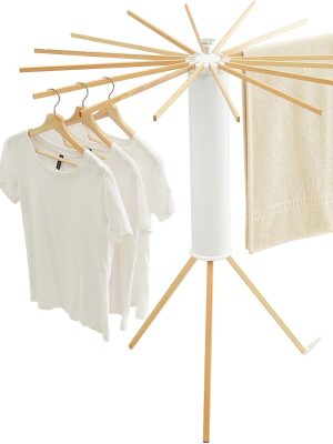 Tripod Clothes Drying Rack, Garment Rack Portable and Foldable Space Saving Laundry Drying Rack - Drying Rack Clothing Floor Folding Balcony Bedroom Household Wooden
