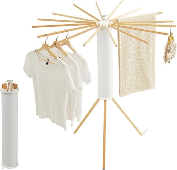 Tripod Clothes Drying Rack, Garment Rack Portable and Foldable Space Saving Laundry Drying Rack - Drying Rack Clothing Floor Folding Balcony Bedroom Household Wooden