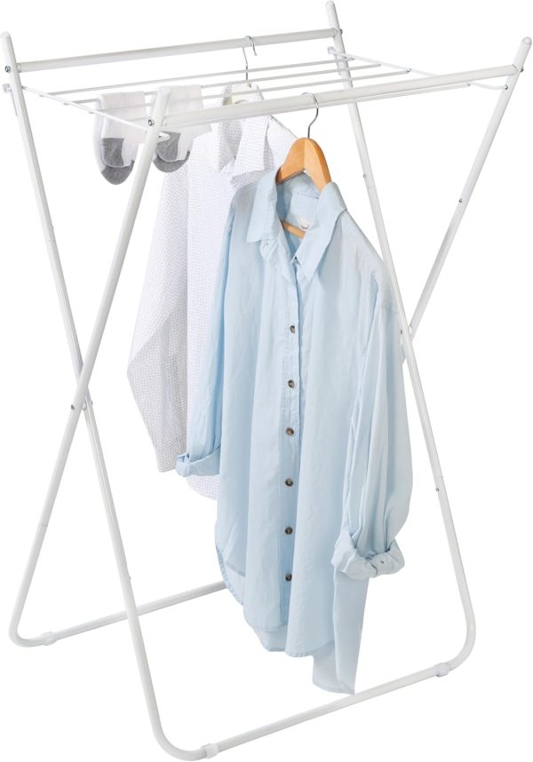 Easy-Fold Collapsible Metal Drying Rack, White