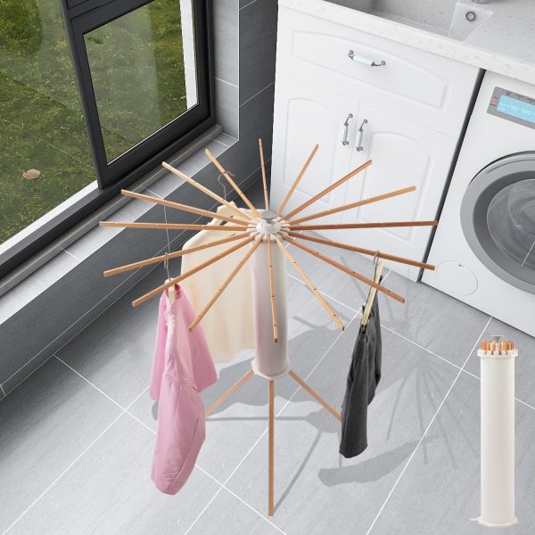 Clothes Drying Rack, Wood Garment Rack Portable and Foldable Space Saving Laundry Drying Rack - Wooden Drying Rack Clothing Floor Folding Balcony Bedroom Household