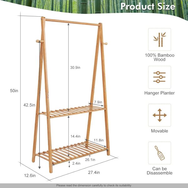 Kids Clothing Rack for Hanging Clothes,Small Clothes Racks Wooden Dress Up Storage Costume Rack,Short Toddler Clothes Organizer,Mini Bamboo Garment Rack with Shelves Laundry Drying,Standing