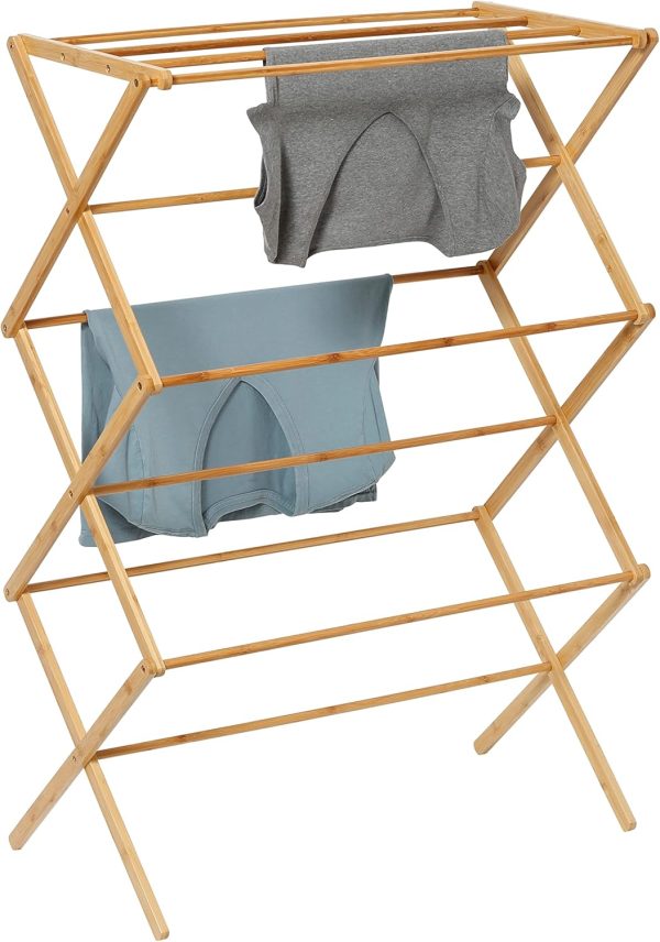 Collapsible Clothes Drying Rack, Bamboo  Natural