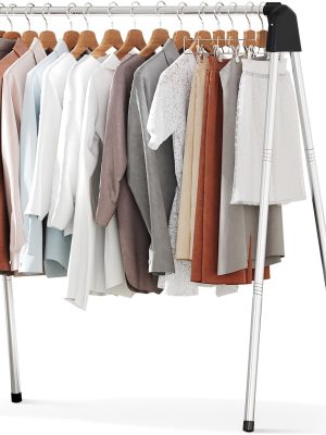 Clothes Drying Rack Foldable, Stainless Steel Laundry Drying Rack Collapsible, Clothes Hanger for Sweater Baby Clothes Towel for Indoor & Outdoor, Portable Clothes Airer for Travel, 55''