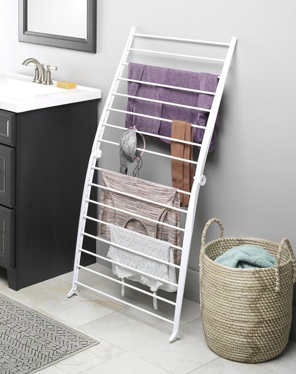 Folding Drying Rack, Freestanding Indoor Clothes Dryer, Space Saving Compact Design, 6"L x 26"W x 51.5"H, White